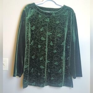Vintage Bold Spirit Crushed Velvet Top 1X Emerald Green